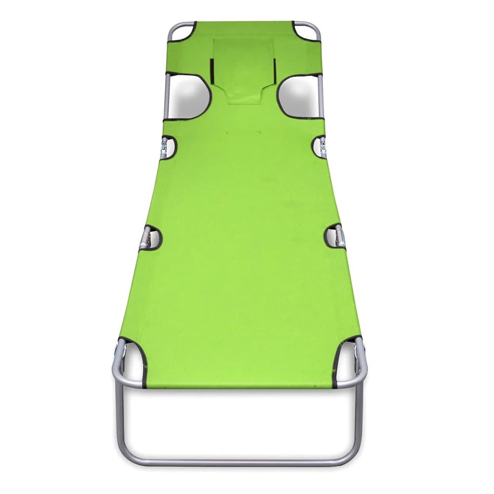 Sun Lounger Apple Green Polyester Large Foldable Sun Lounger. Picture 2