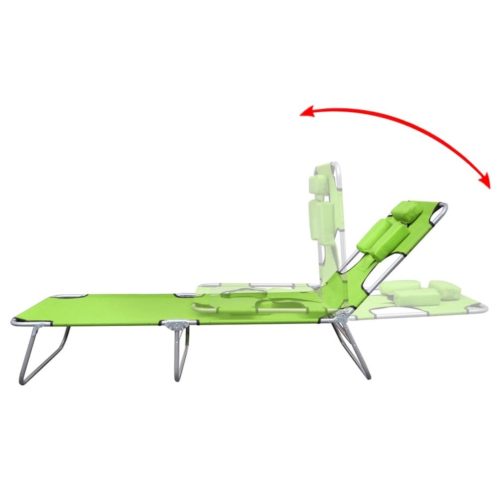 Sun Lounger Apple Green Polyester Large Foldable Sun Lounger. Picture 3