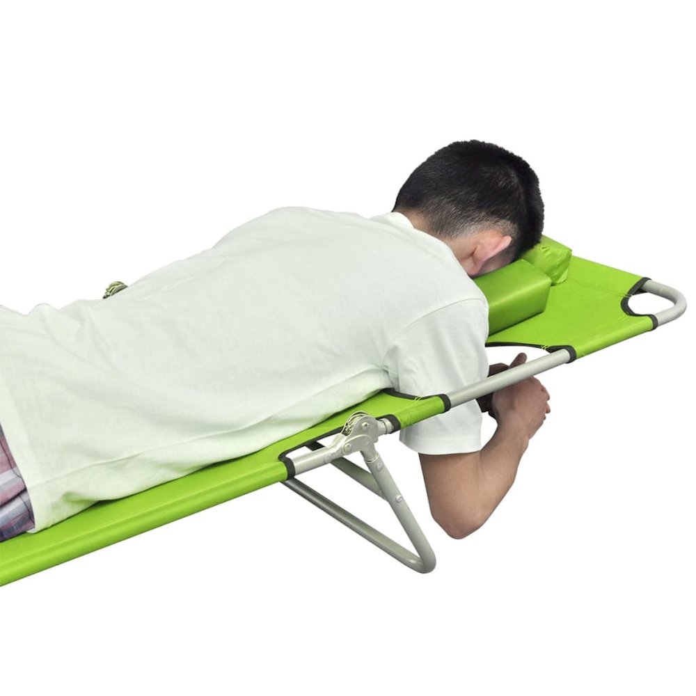 Sun Lounger Apple Green Polyester Large Foldable Sun Lounger. Picture 4