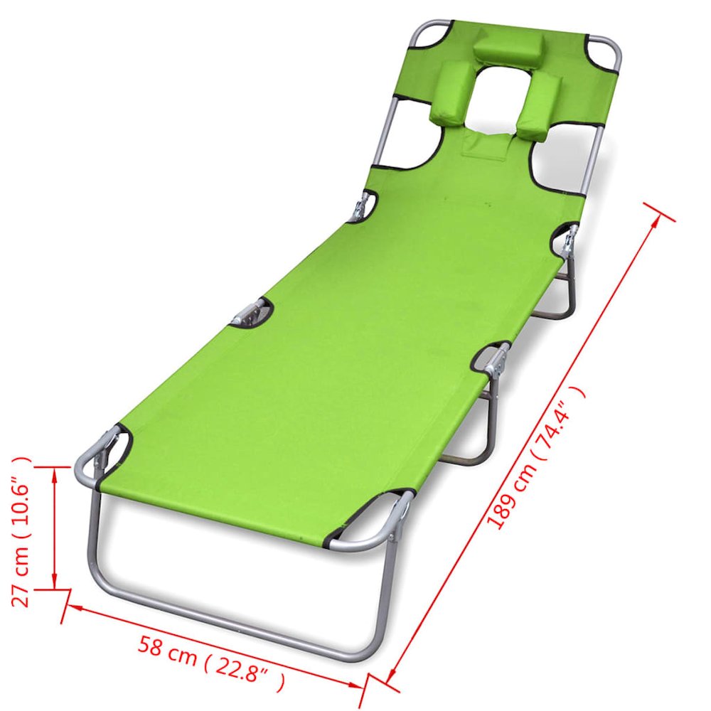 Sun Lounger Apple Green Polyester Large Foldable Sun Lounger. Picture 7