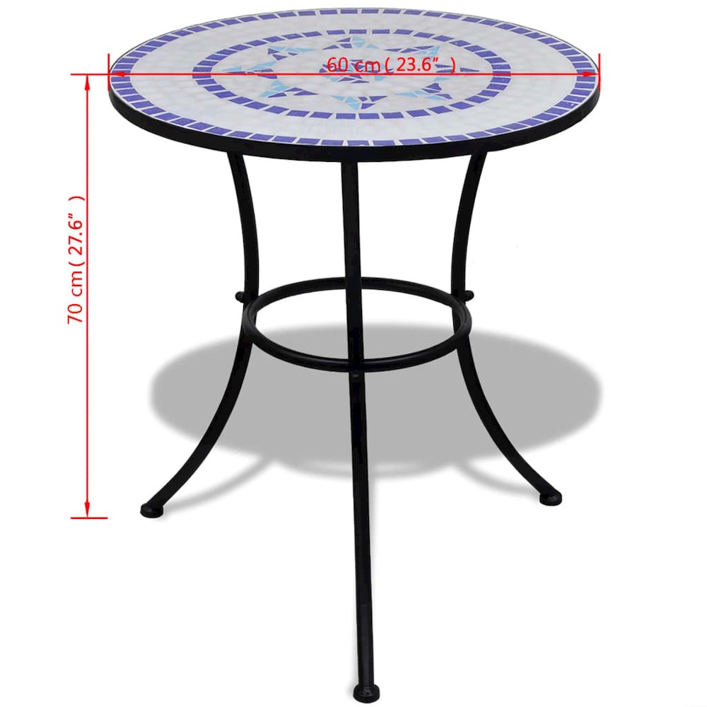 Garden Table Blue and White Tough Iron Frame 23.6 in diameter. Picture 5