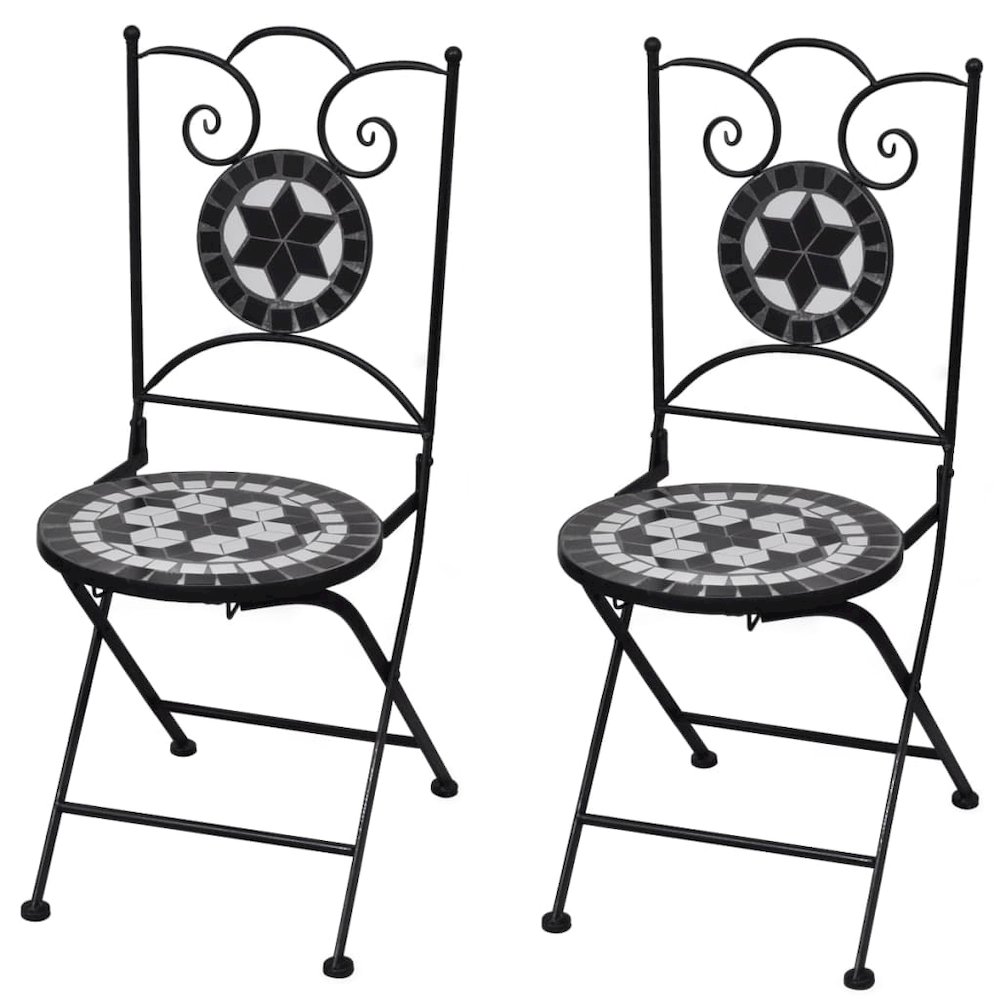 Garden Chair Set of 2 Black and White. Picture 1