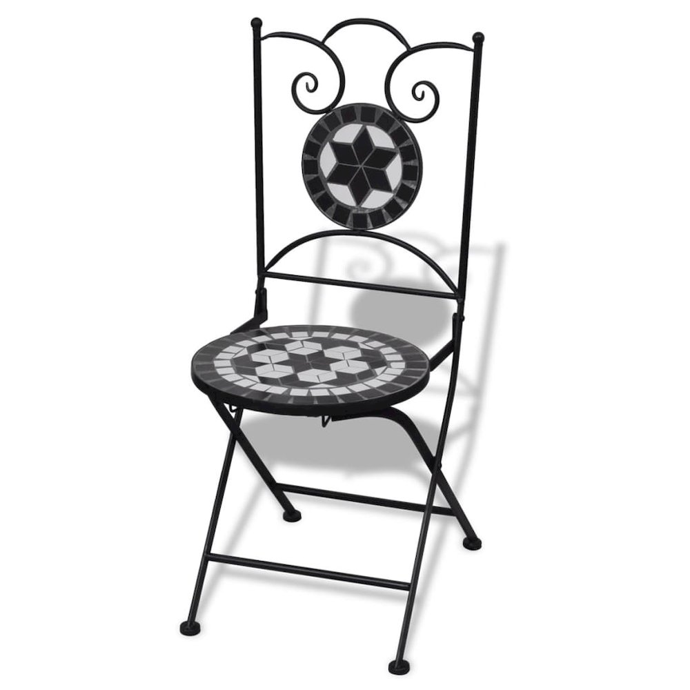 Garden Chair Set of 2 Black and White. Picture 2