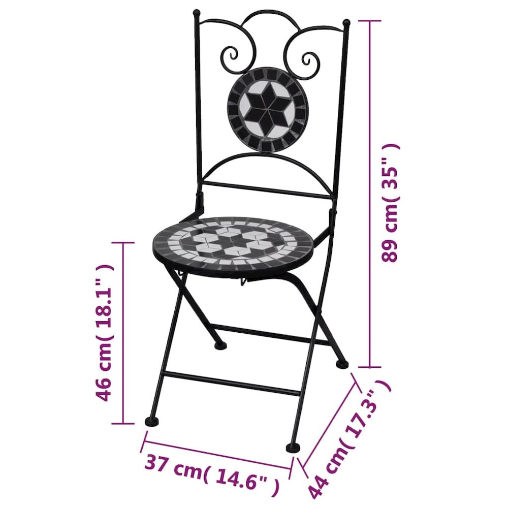 Garden Chair Set of 2 Black and White. Picture 7