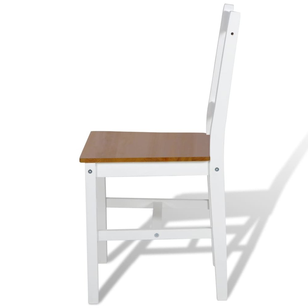 Dining Chair Set of 6 White and natural wood Pine wood Standard. Picture 4
