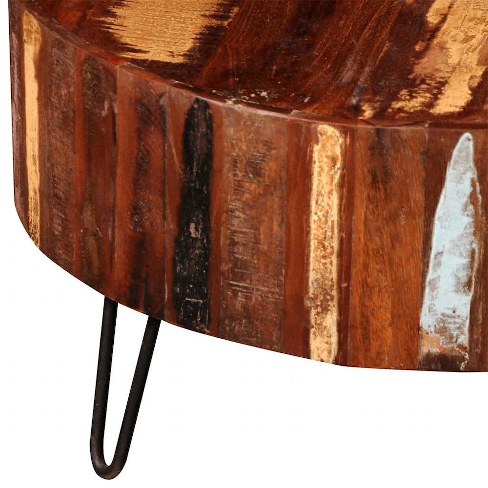 Coffee Table Multicolor Reclaimed solid wood, Iron 27.6 in diameter. Picture 9
