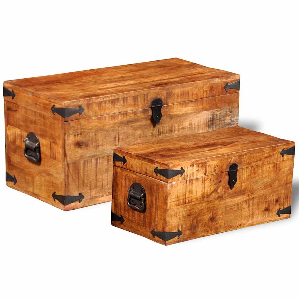 Storage Box Rough Mango Wood Multiple Sizes Included Sturdy. Picture 1