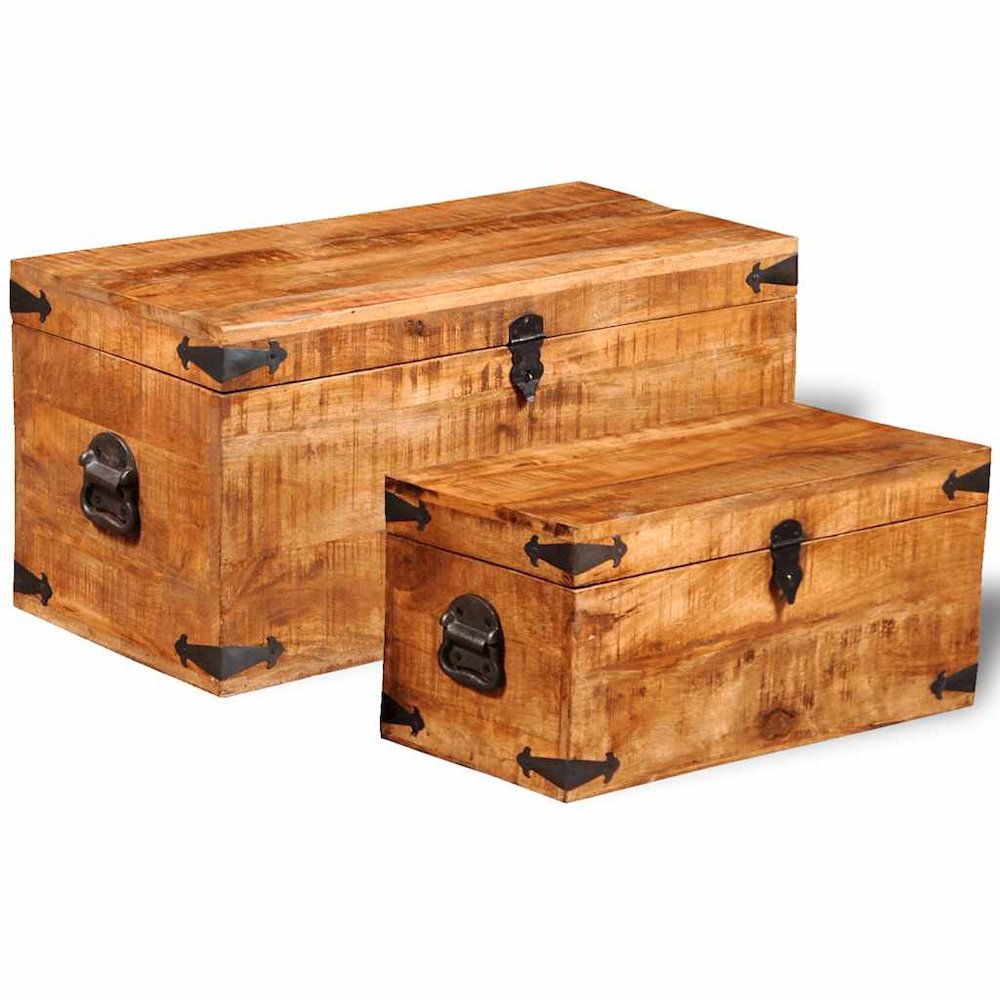 Storage Box Rough Mango Wood Multiple Sizes Included Sturdy. Picture 5