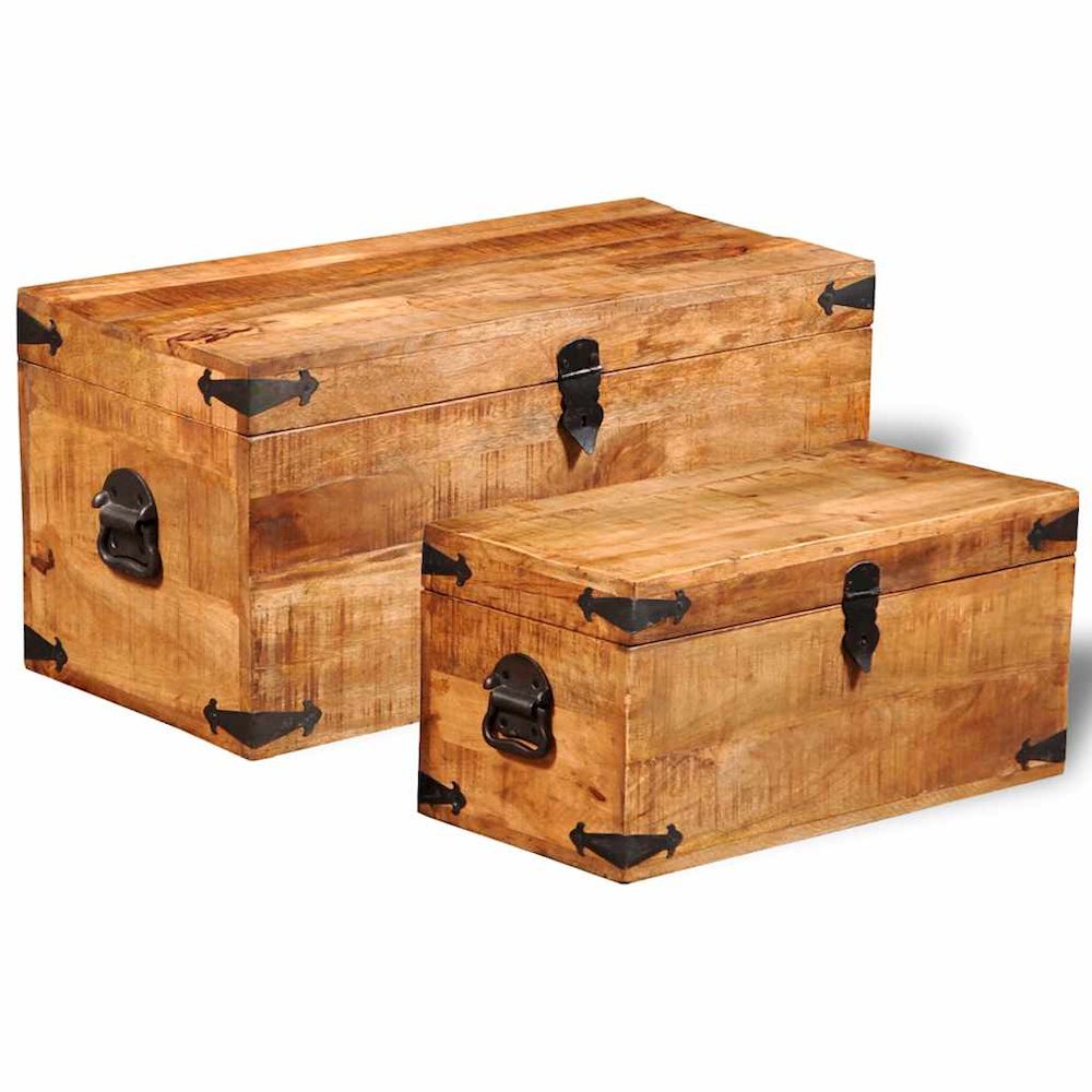 Storage Box Rough Mango Wood Multiple Sizes Included Sturdy. Picture 6