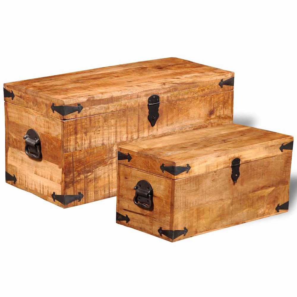 Storage Box Rough Mango Wood Multiple Sizes Included Sturdy. Picture 7