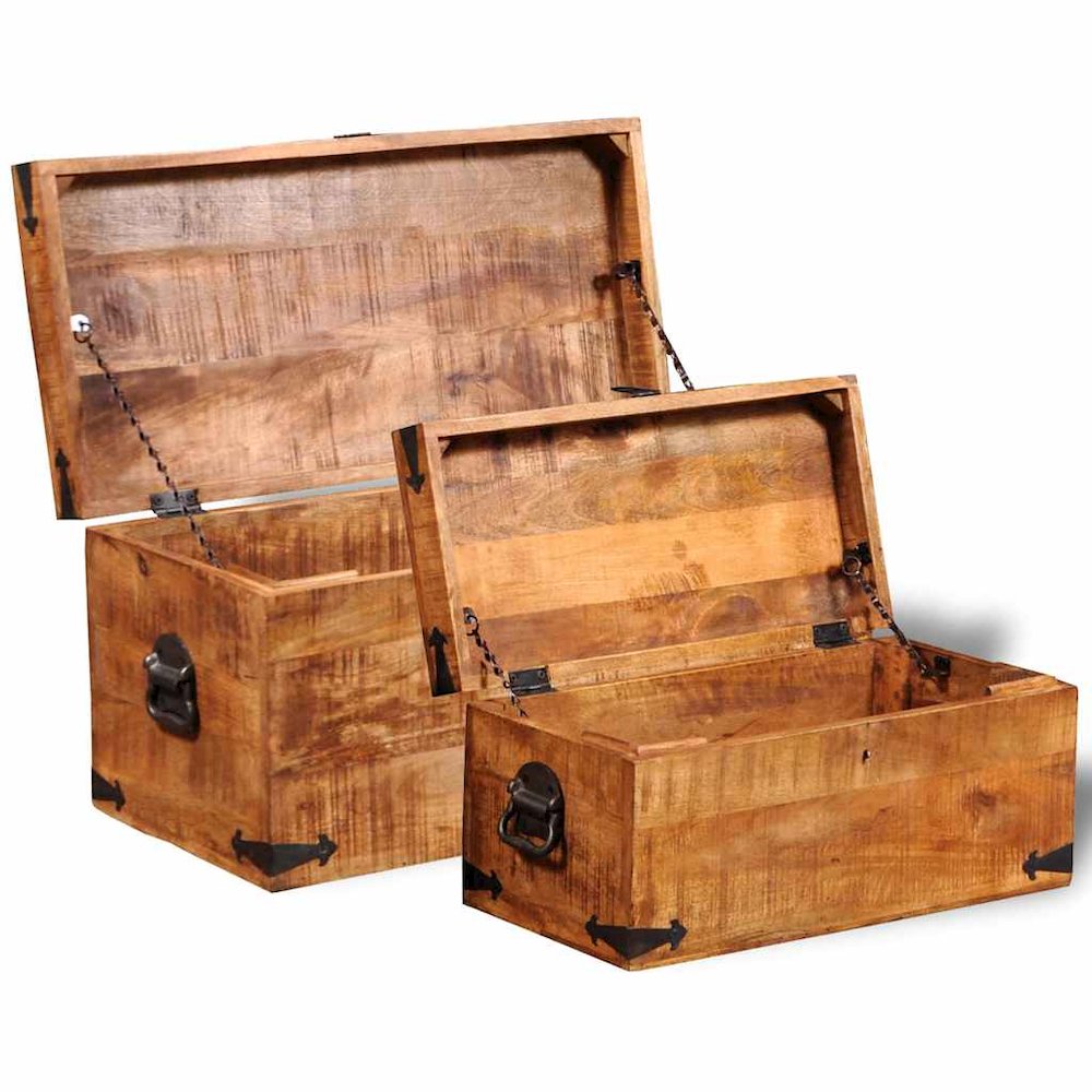 Storage Box Rough Mango Wood Multiple Sizes Included Sturdy. Picture 9