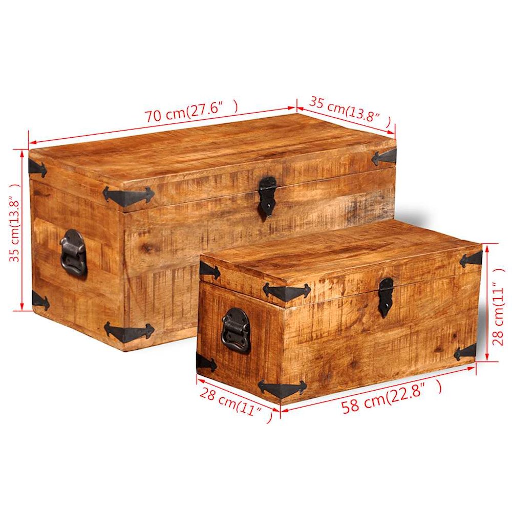 Storage Box Rough Mango Wood Multiple Sizes Included Sturdy. Picture 11