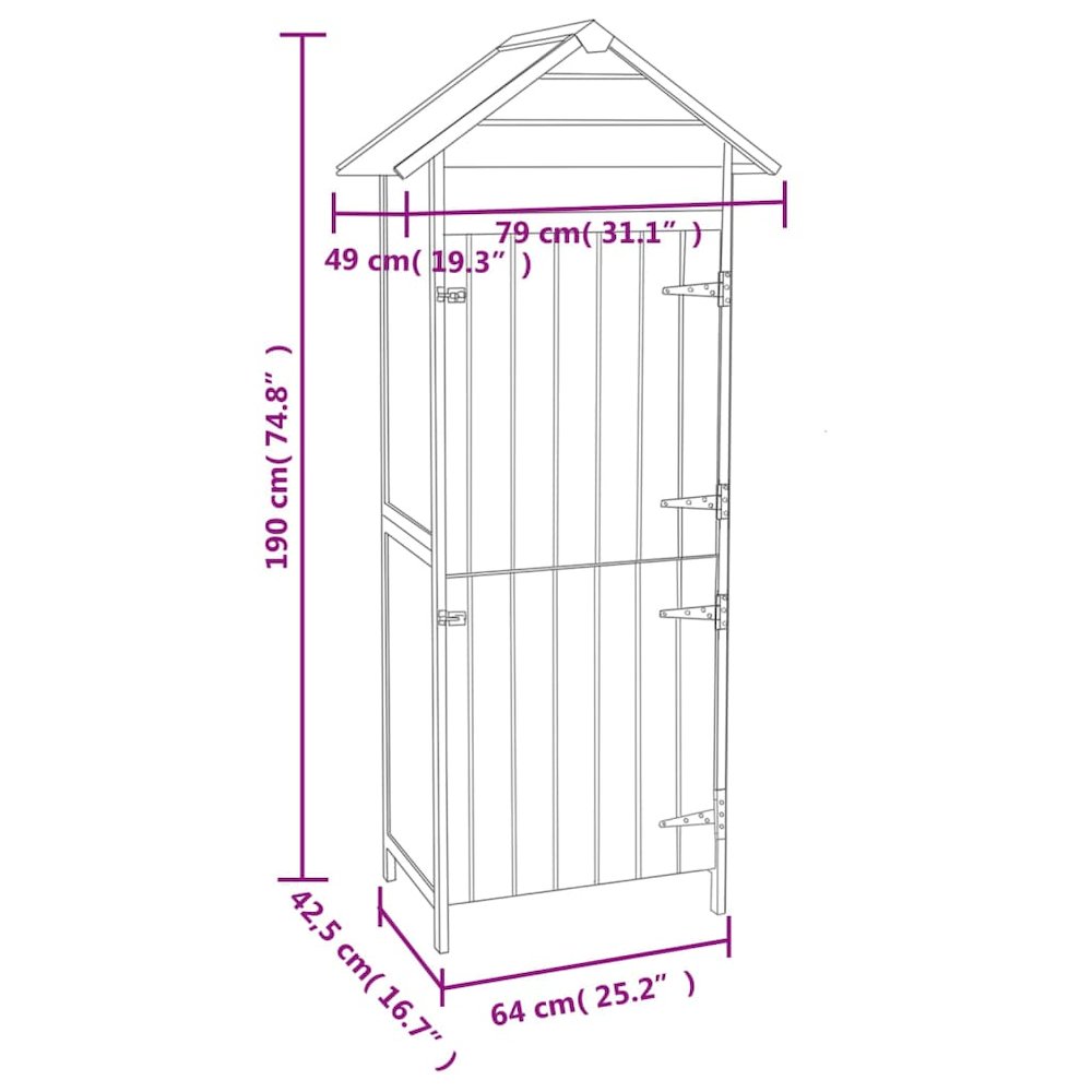 Outdoor Cabinet Brown Wood 16.7 in x 25.2 in x 74.8 in. Picture 9