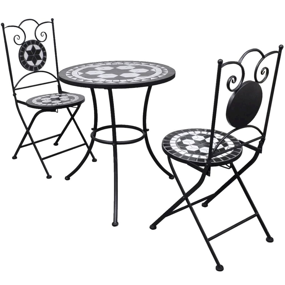 Patio Furniture Black and White Powder-coated steel and ceramic. Picture 1