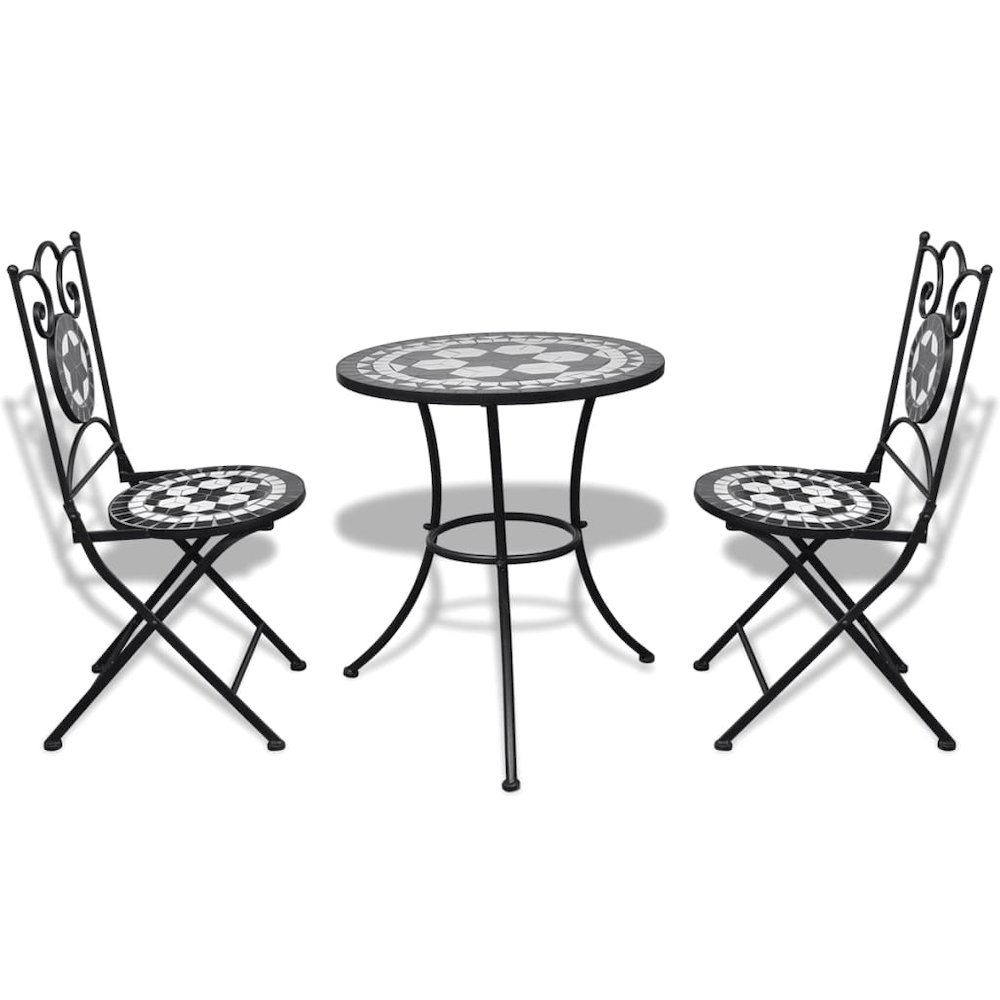 Patio Furniture Black and White Powder-coated steel and ceramic. Picture 2
