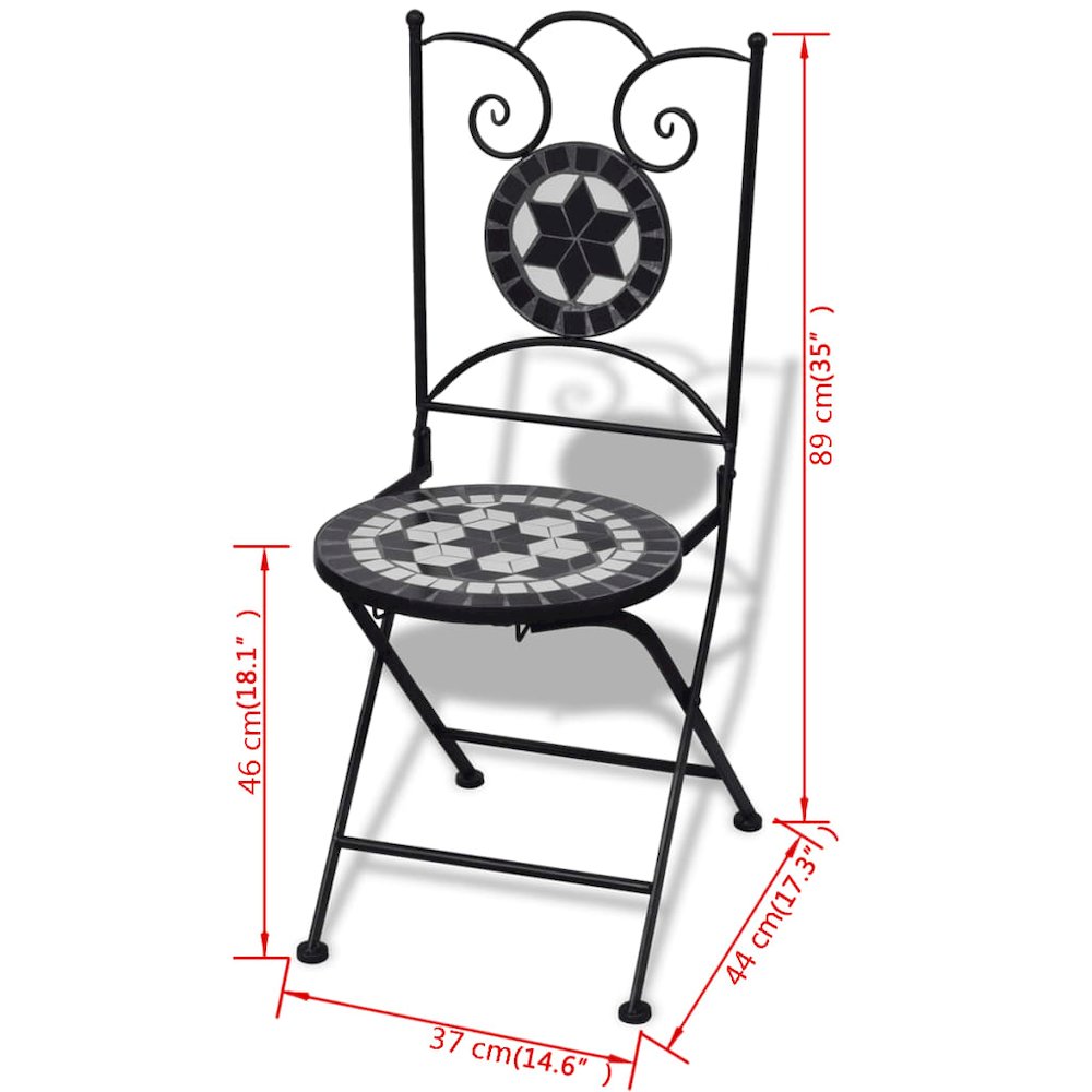 Patio Furniture Black and White Powder-coated steel and ceramic. Picture 12