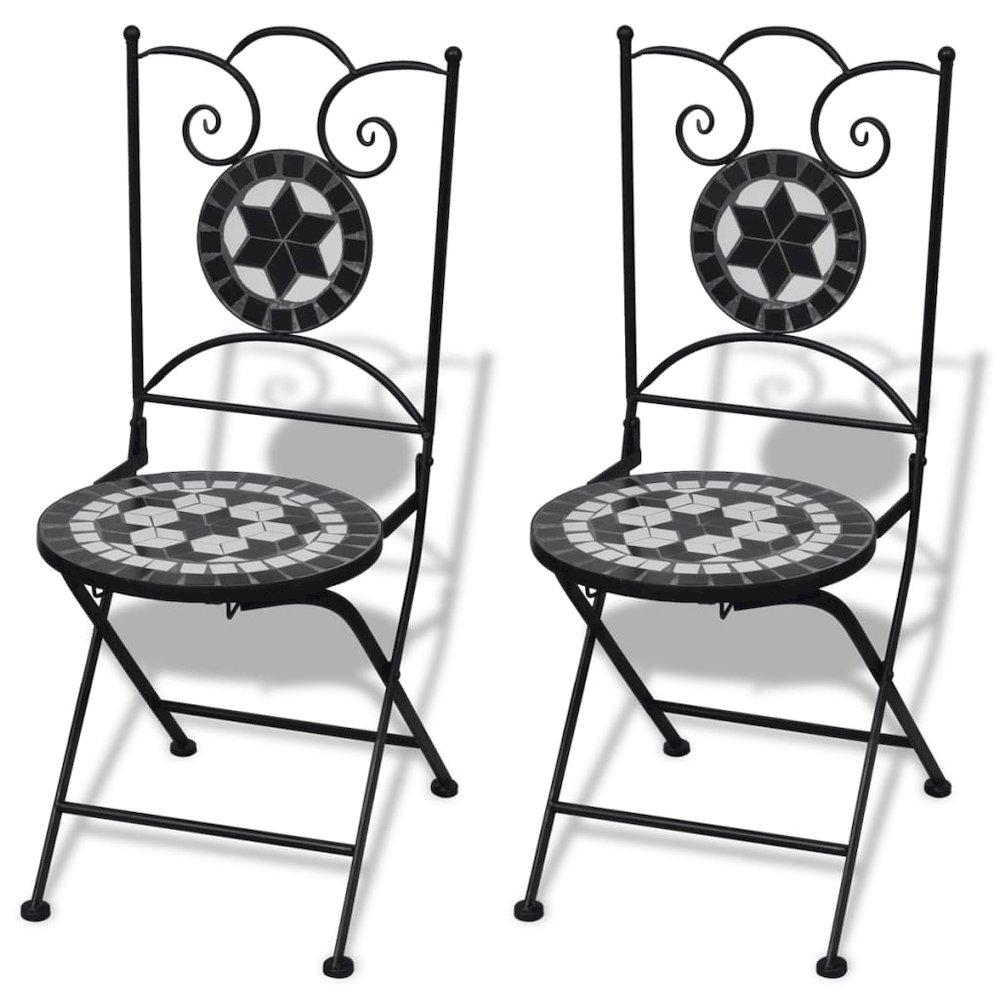 Patio Furniture Black and White Powder-coated steel and ceramic. Picture 3