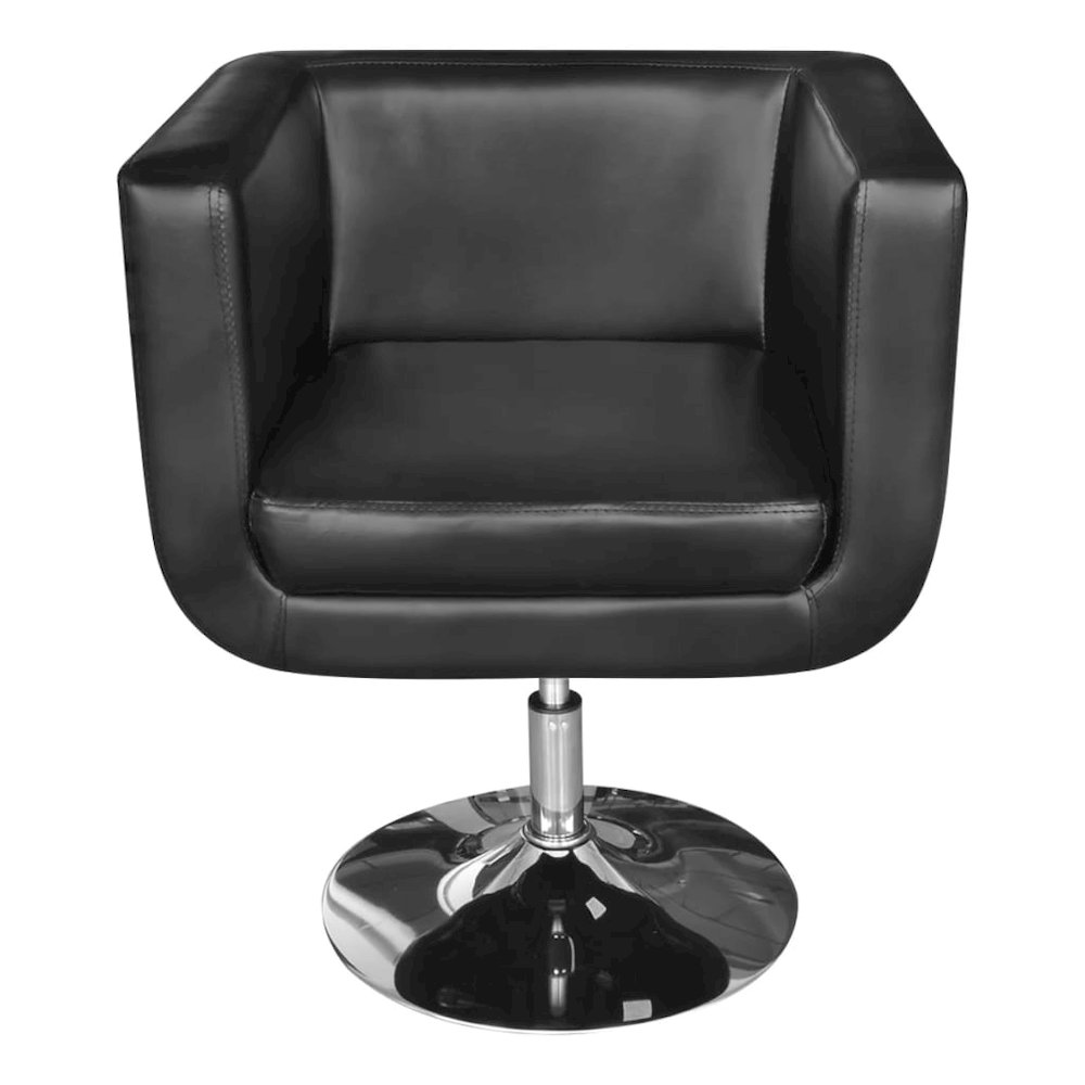 Armchair Black Faux Leather, Chrome Steel, Wood Standard Swivel. Picture 2