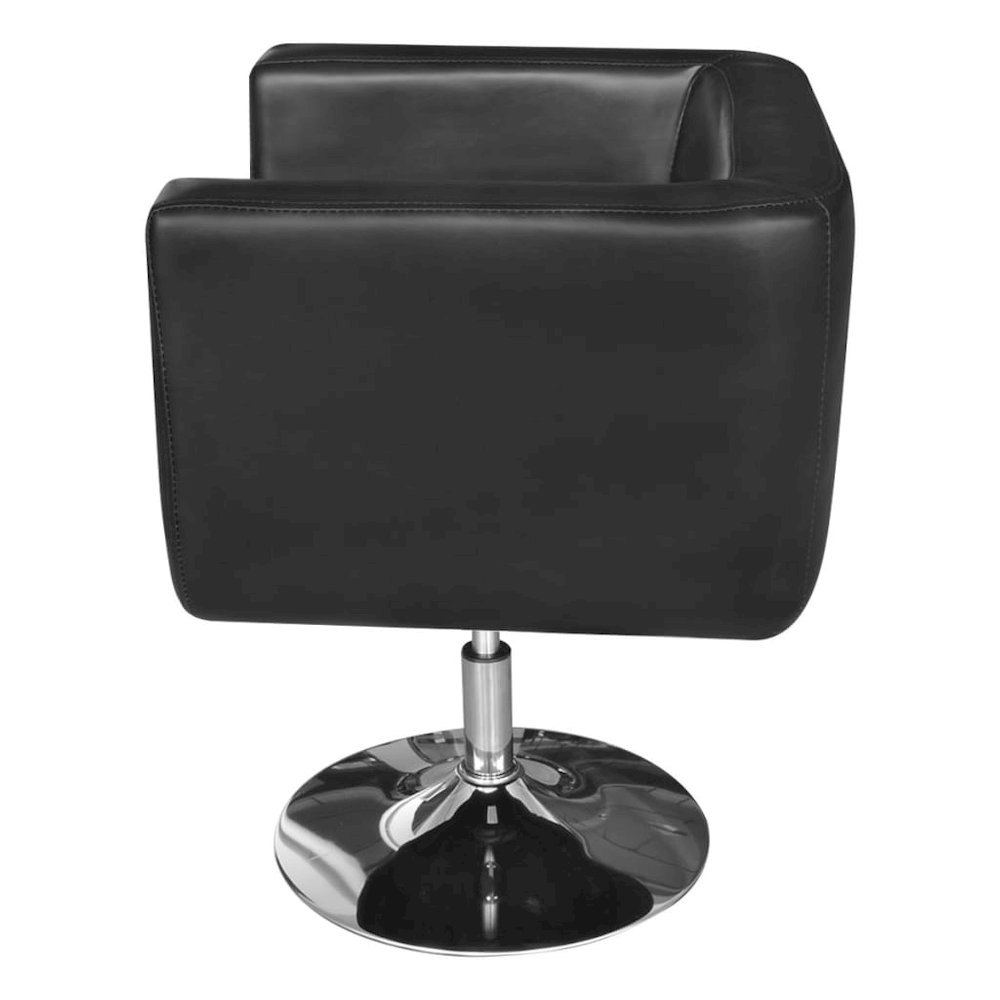 Armchair Black Faux Leather, Chrome Steel, Wood Standard Swivel. Picture 3