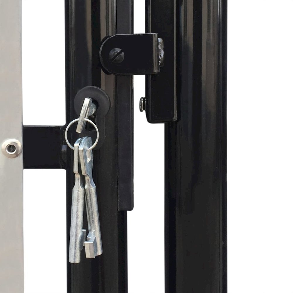 Black Single Door Fence Gate 39.4"x68.9". Picture 4