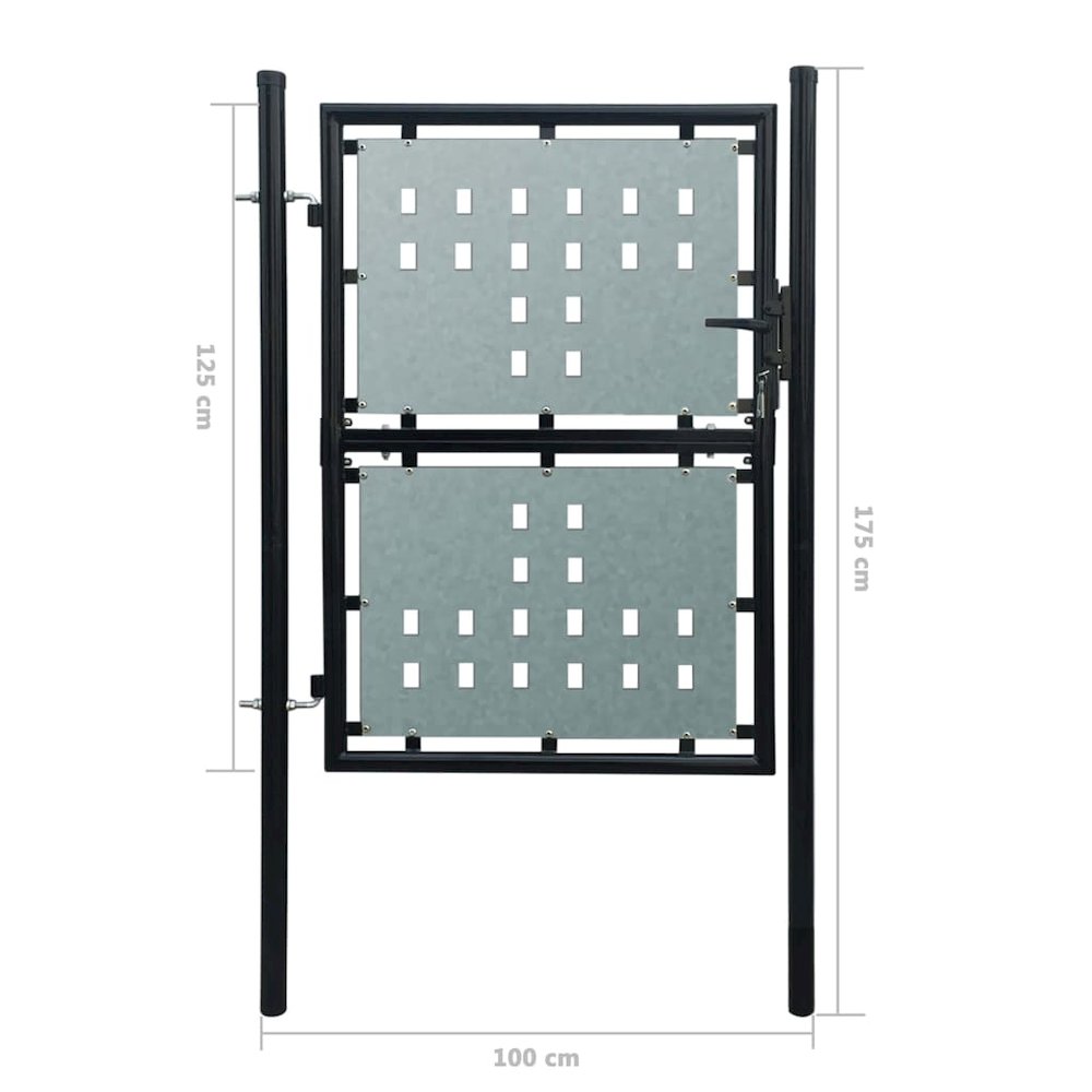 Black Single Door Fence Gate 39.4"x68.9". Picture 5