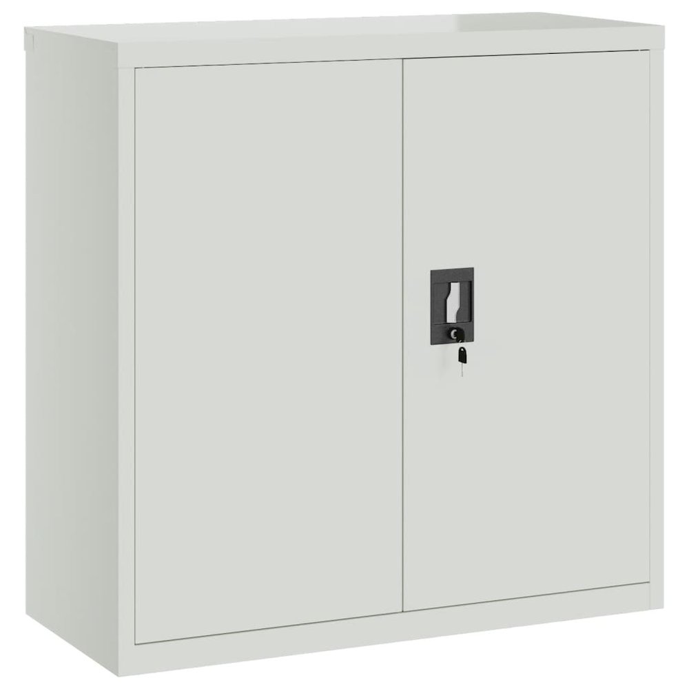 Filing Cabinet Gray Steel Medium Filing Cabinet Rectangular. Picture 2