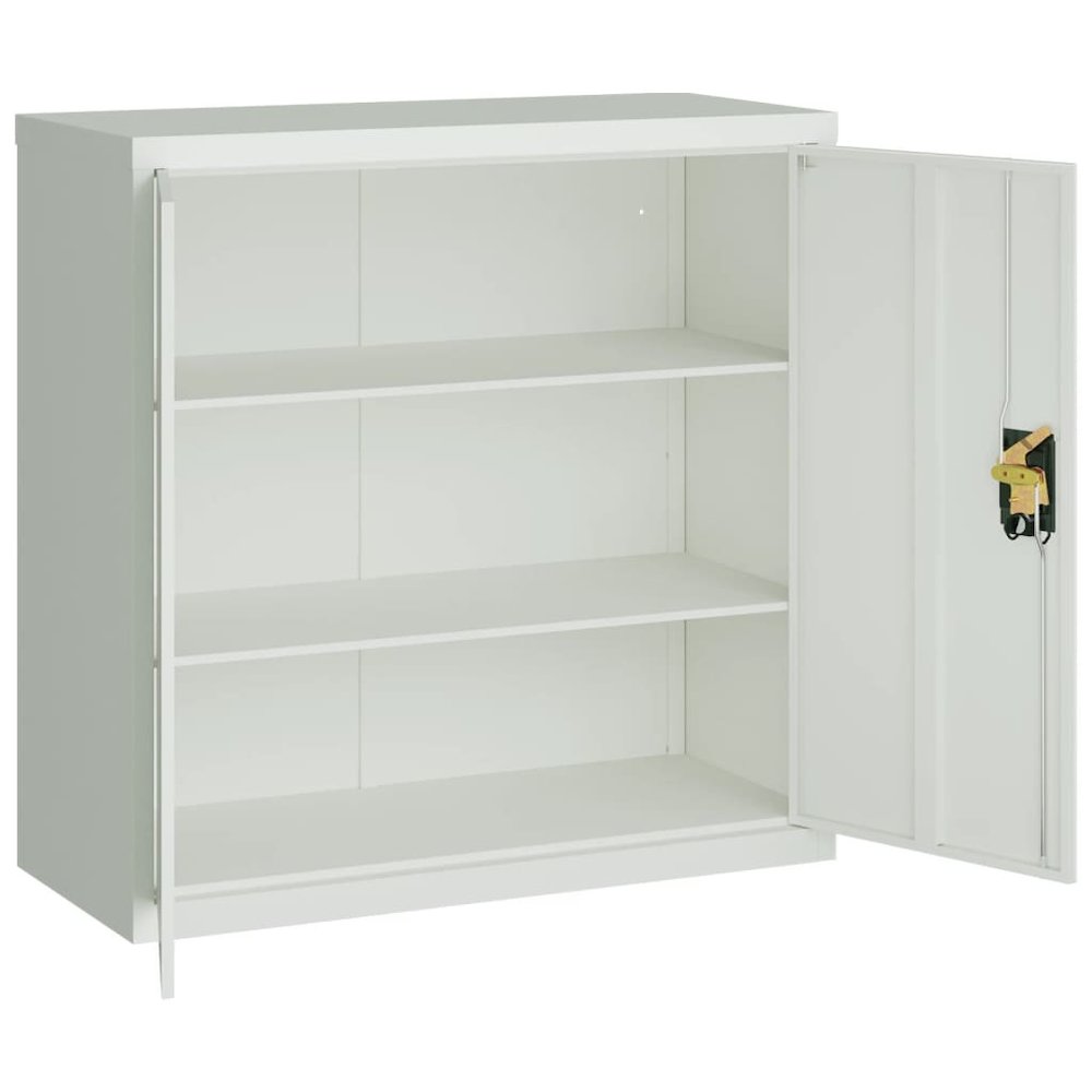 Filing Cabinet Gray Steel Medium Filing Cabinet Rectangular. Picture 6
