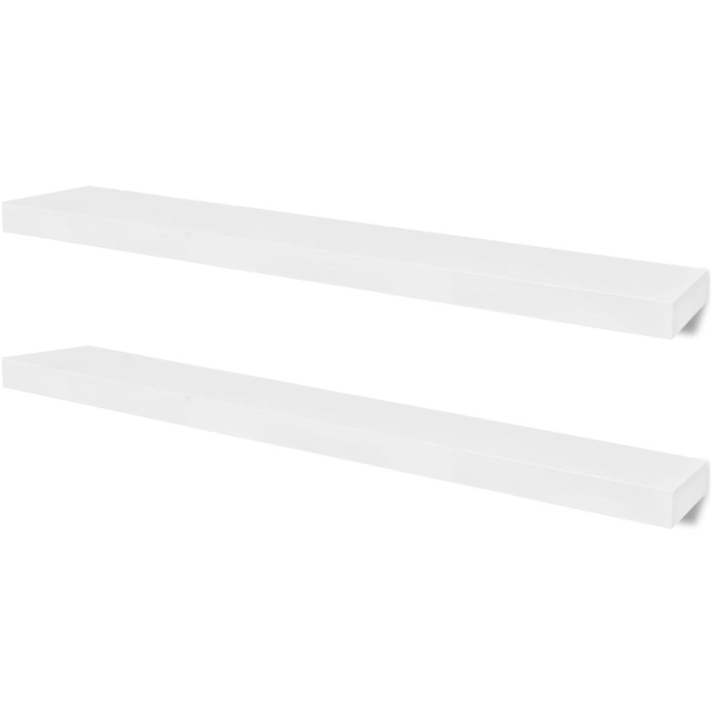 Wall Shelf Set of 2 White MDF. Picture 2