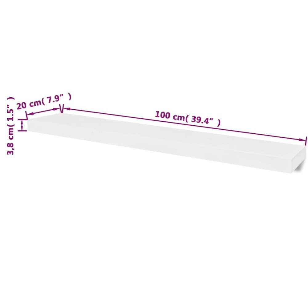 Wall Shelf Set of 2 White MDF. Picture 5