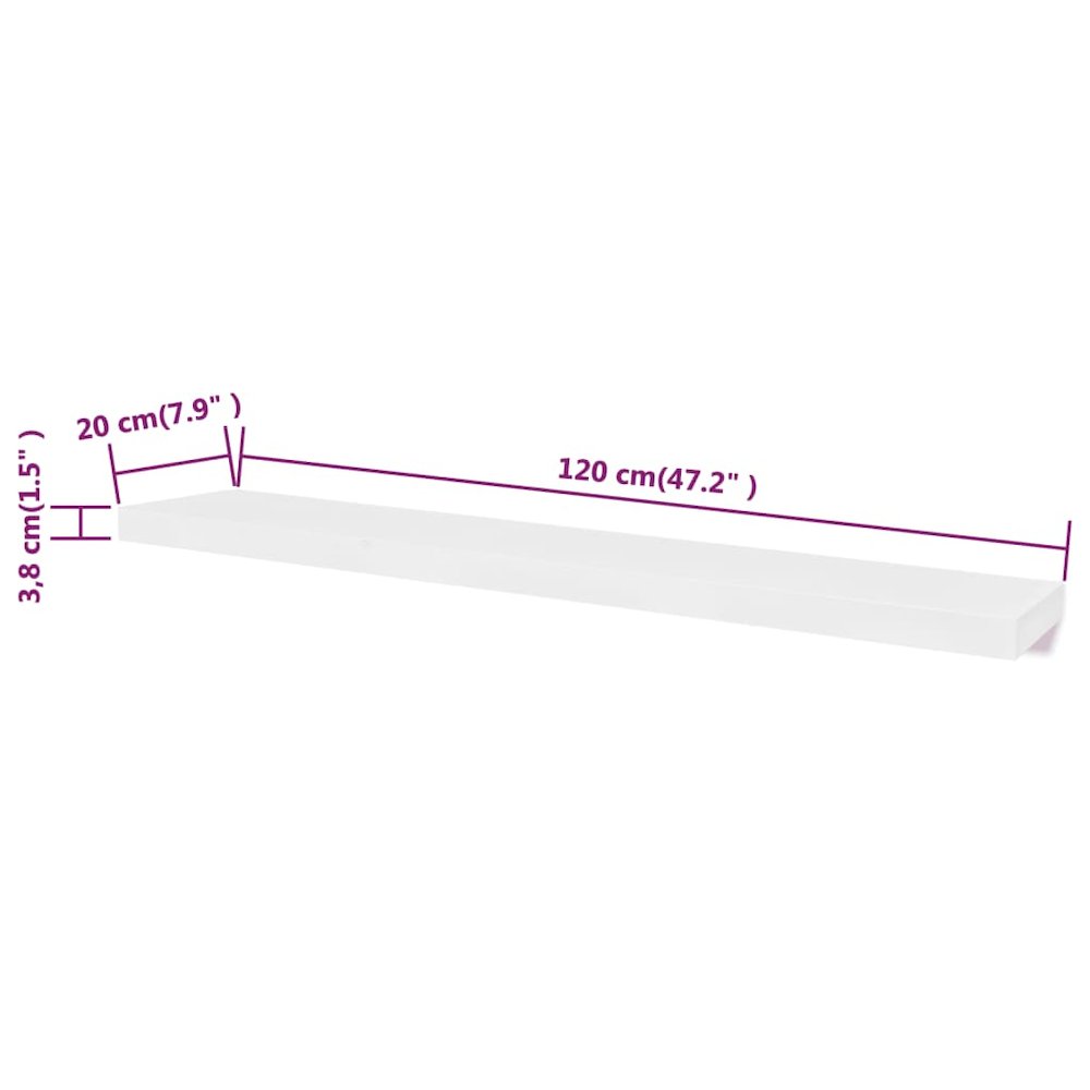 Wall Shelf Set of 2 White MDF 47.2 in wide Wall mounting. Picture 5