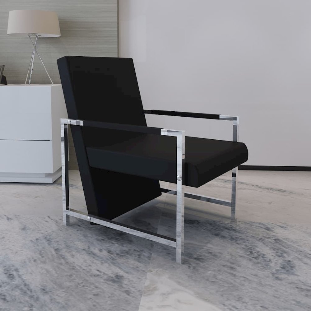 Armchair Black Artificial Leather Standard Ergonomic Armchair. Picture 1