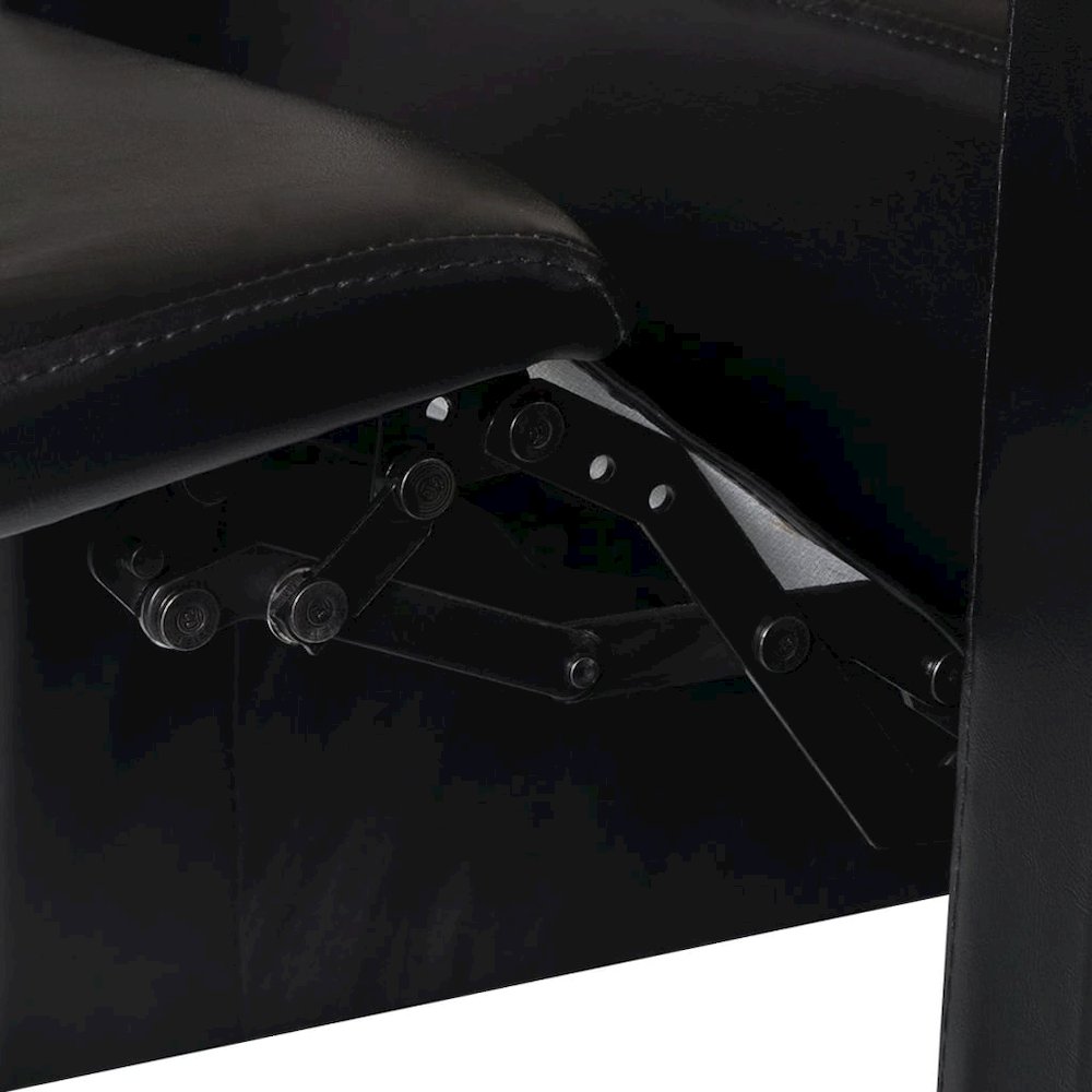 Recliner Sofa Black Faux Leather 3-seater Adjustable Footrests. Picture 5