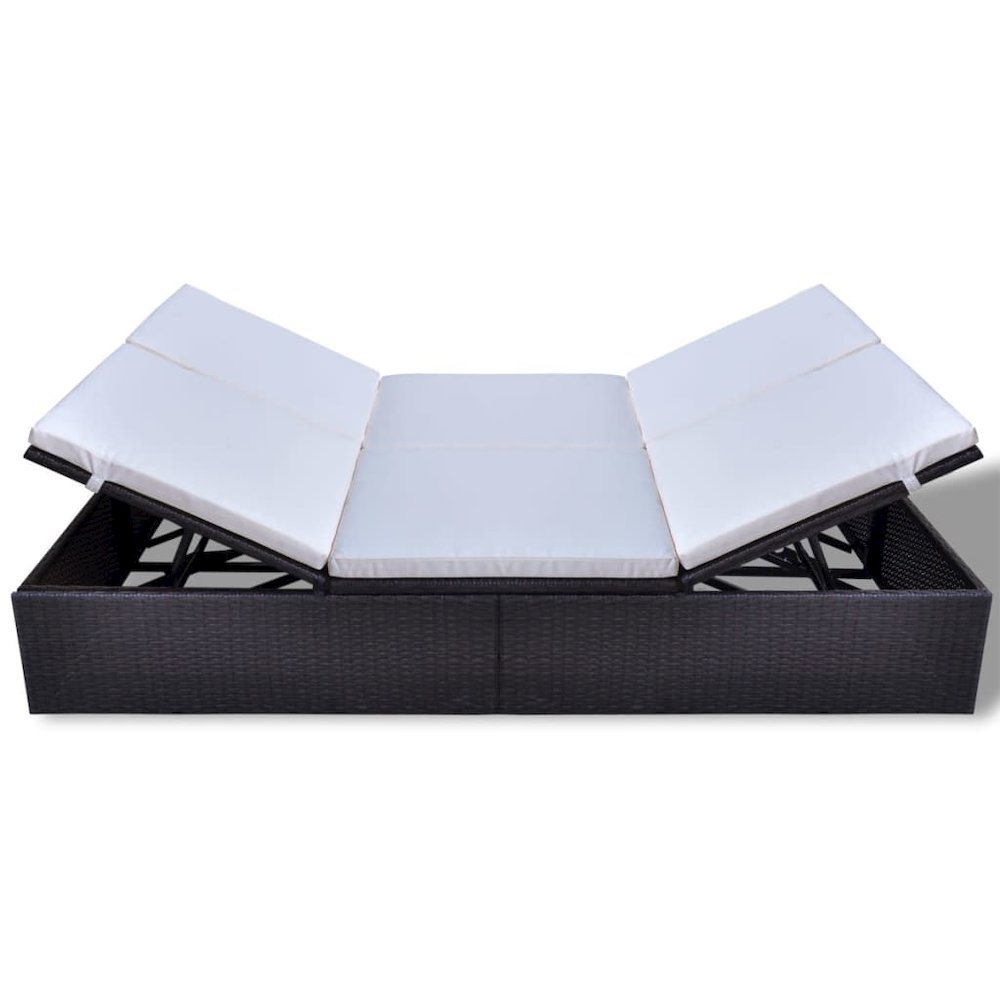 Sun Lounger Brown PE rattan Double Adjustable Headrests. Picture 3