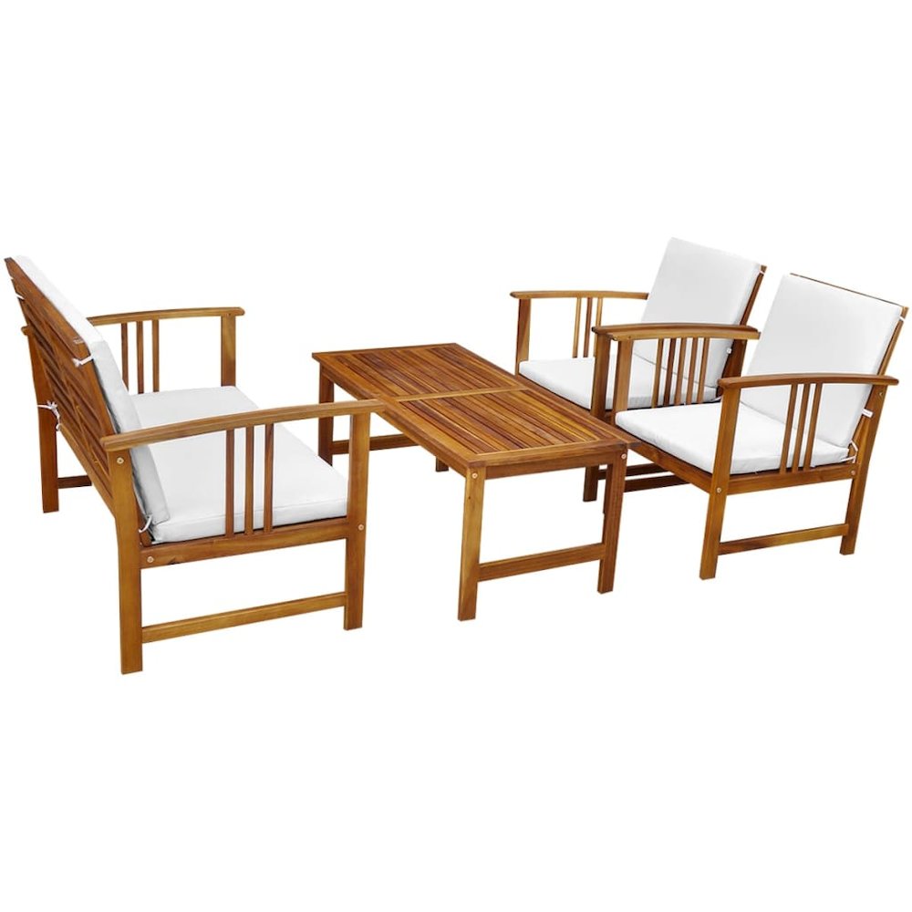 Garden Table And Chairs Brown Solid Acacia Wood Medium. Picture 2