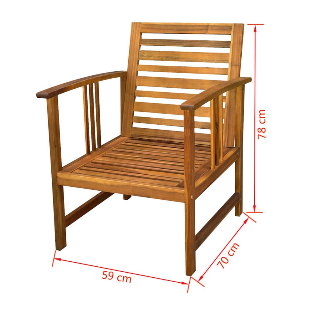 Garden Table And Chairs Brown Solid Acacia Wood Medium. Picture 10