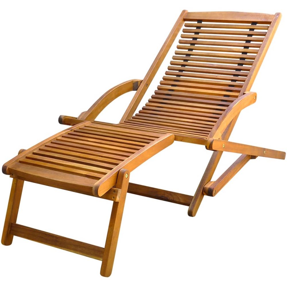 Deck Chair Light brown Acacia wood Standard Foldable Deck Chair. Picture 1