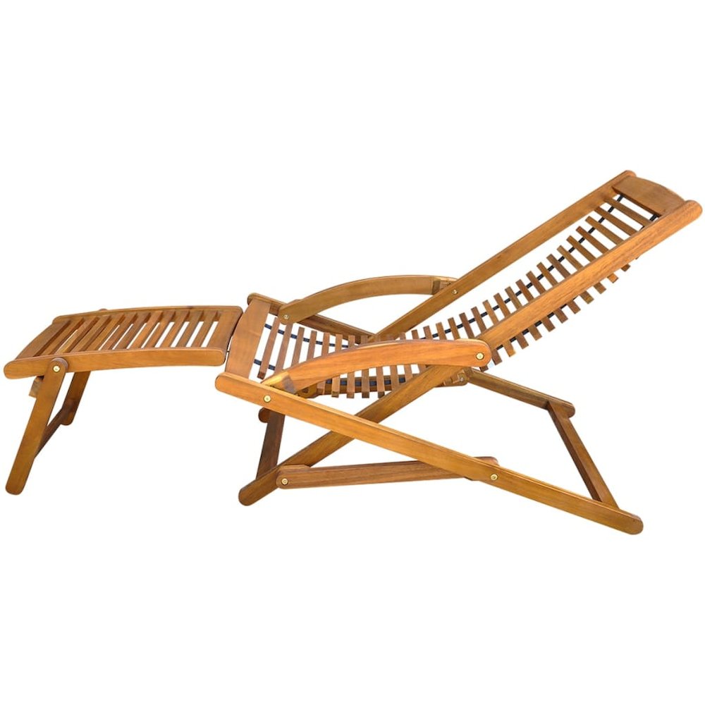 Deck Chair Light brown Acacia wood Standard Foldable Deck Chair. Picture 5
