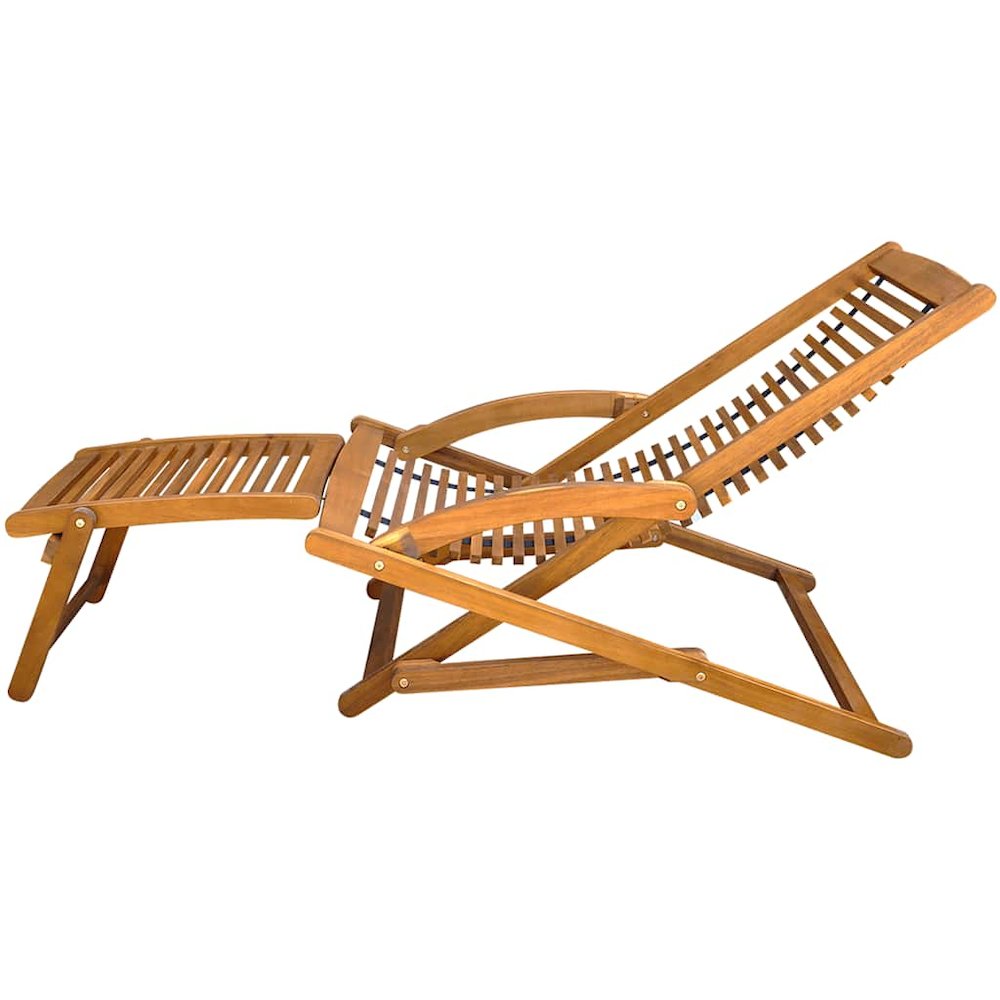 Deck Chair Light brown Acacia wood Standard Foldable Deck Chair. Picture 6