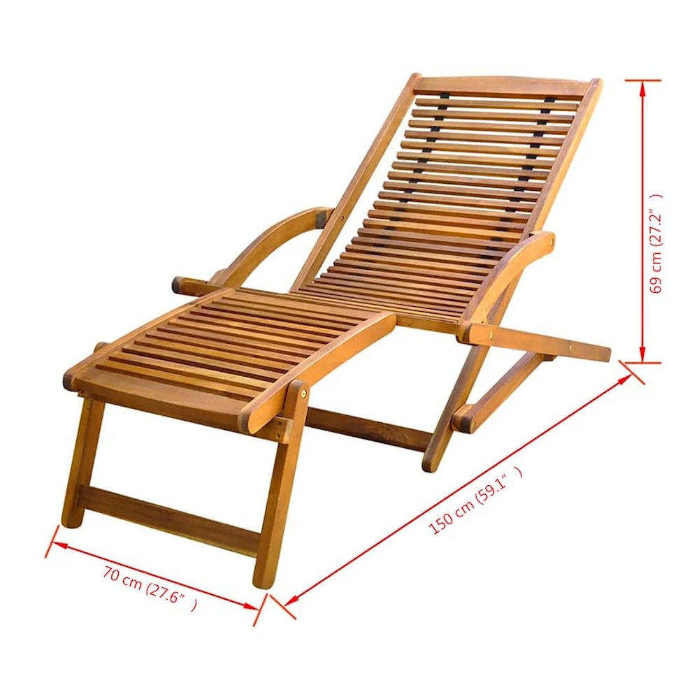 Deck Chair Light brown Acacia wood Standard Foldable Deck Chair. Picture 11