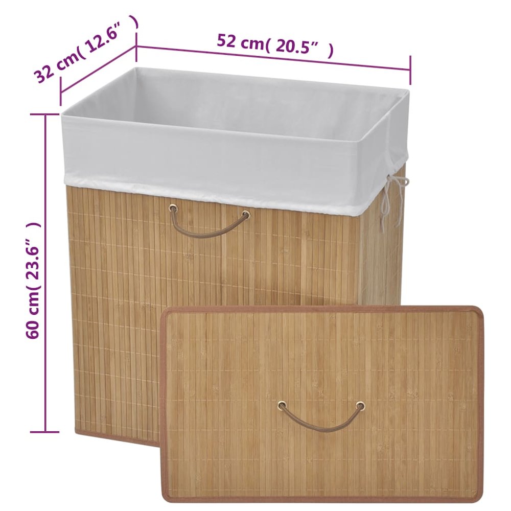vidaXL Bamboo Laundry Bin Rectangular Natural, 242725. Picture 8