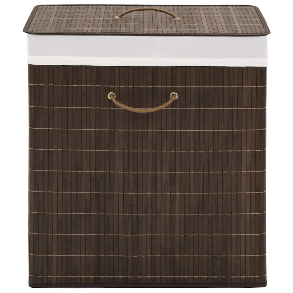 vidaXL Bamboo Laundry Bin Rectangular Dark Brown, 242726. Picture 1