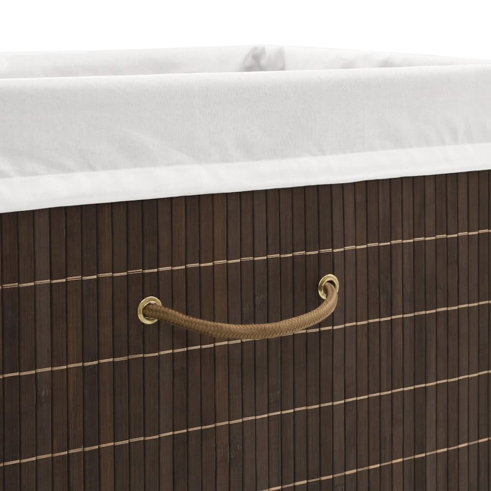 vidaXL Bamboo Laundry Bin Rectangular Dark Brown, 242726. Picture 5