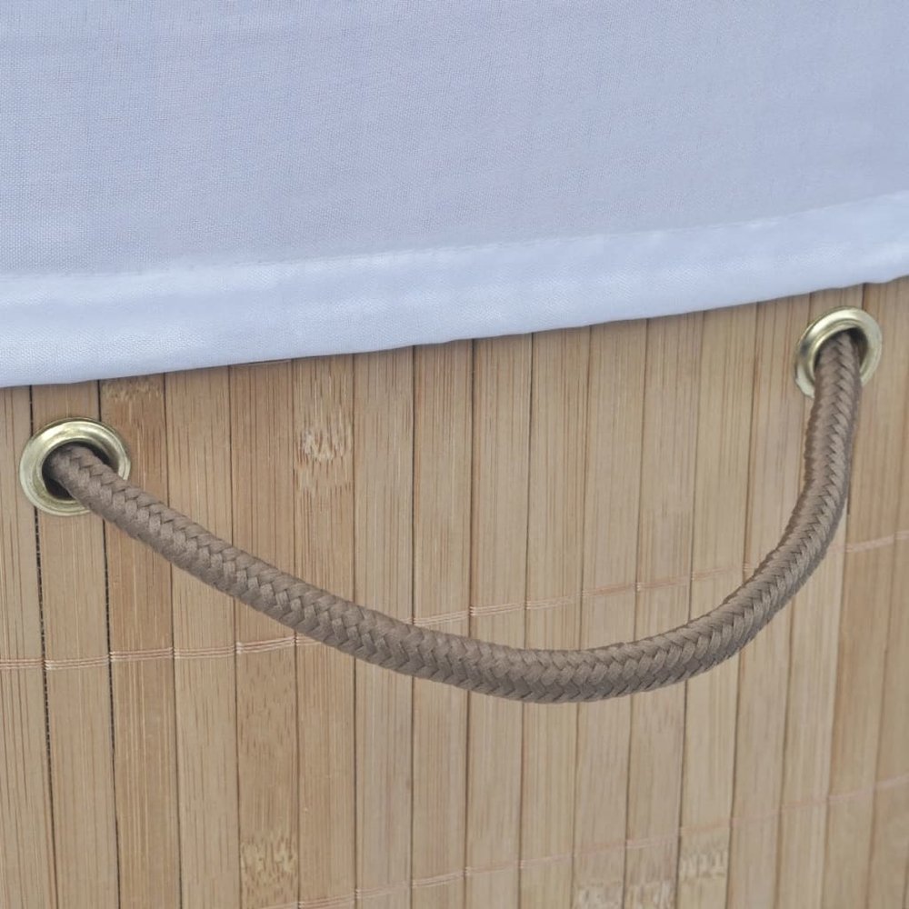 vidaXL Bamboo Laundry Bin Oval Natural, 242727. Picture 5