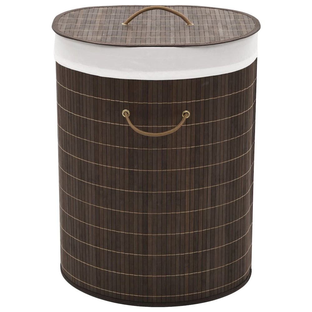 vidaXL Bamboo Laundry Bin Oval Dark Brown, 242728. Picture 1