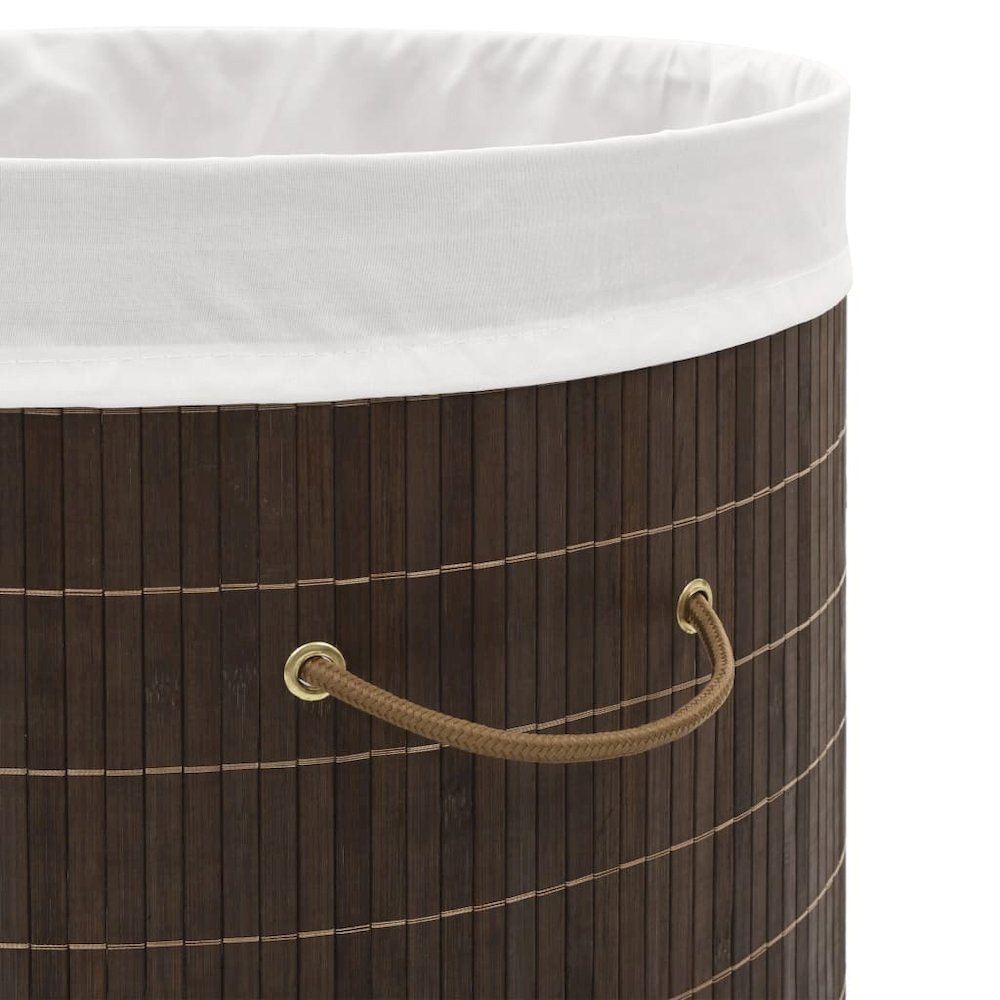 vidaXL Bamboo Laundry Bin Oval Dark Brown, 242728. Picture 6