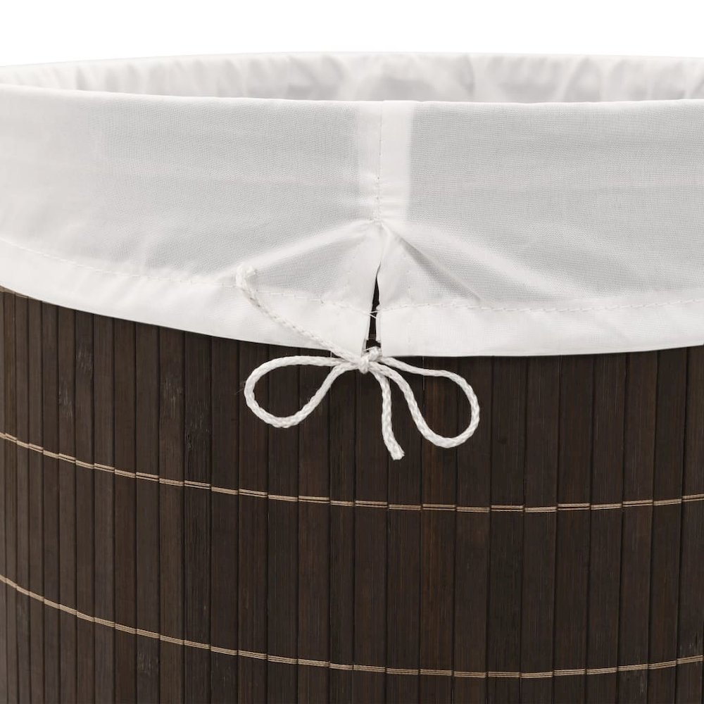 vidaXL Bamboo Laundry Bin Oval Dark Brown, 242728. Picture 7