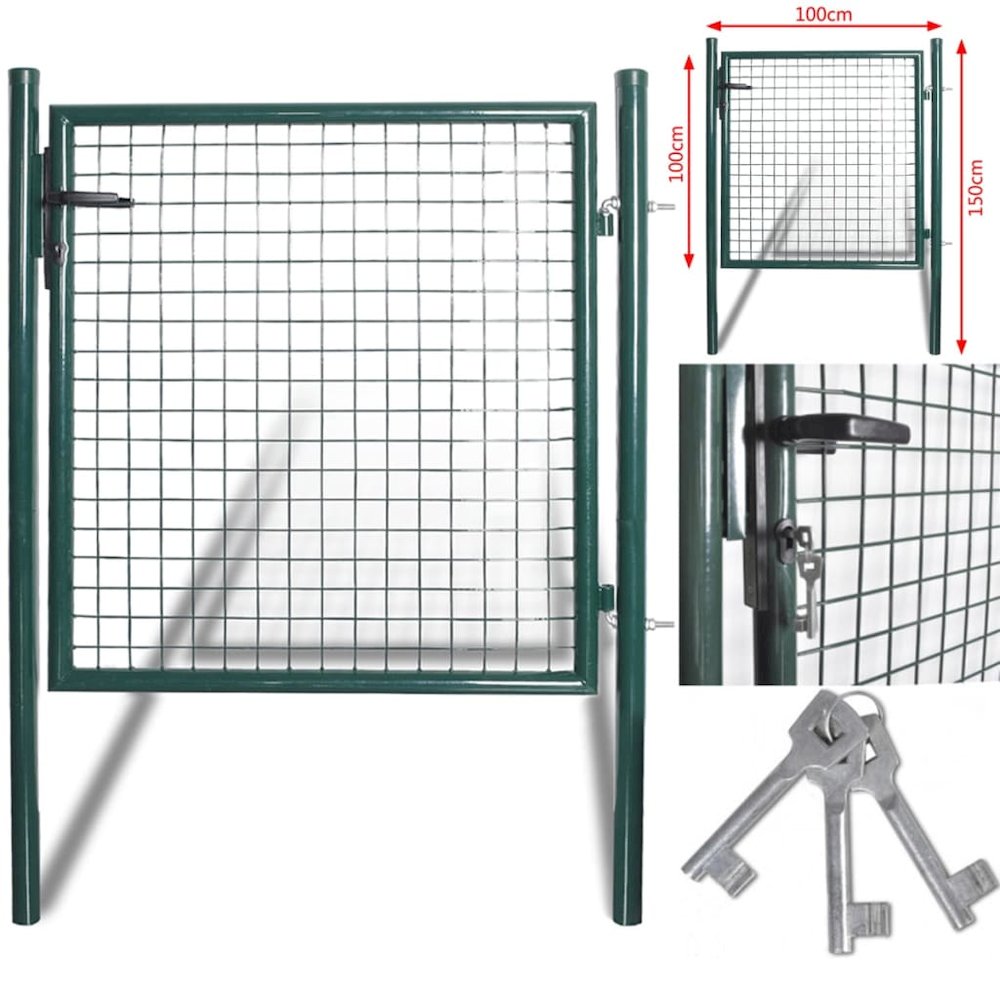 vidaXL Single Door Fence Gate Powder-Coated Steel, 142030. Picture 6