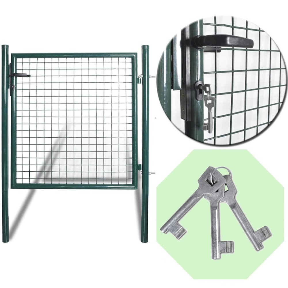 vidaXL Single Door Fence Gate Powder-Coated Steel, 142030. Picture 7