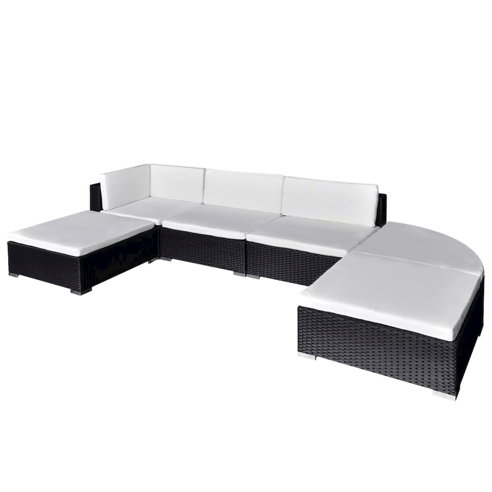 Lounge Set Black PE Rattan Large Modular Lounge Set. Picture 1