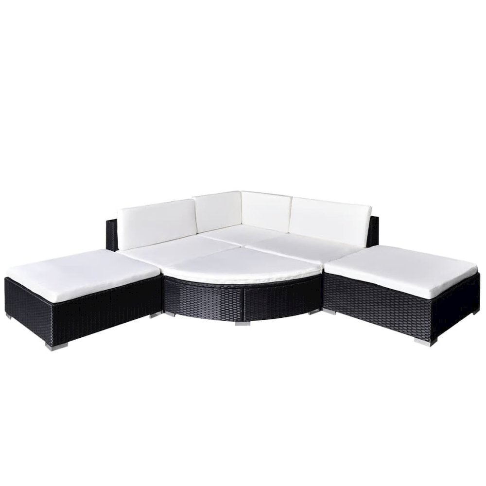 Lounge Set Black PE Rattan Large Modular Lounge Set. Picture 2